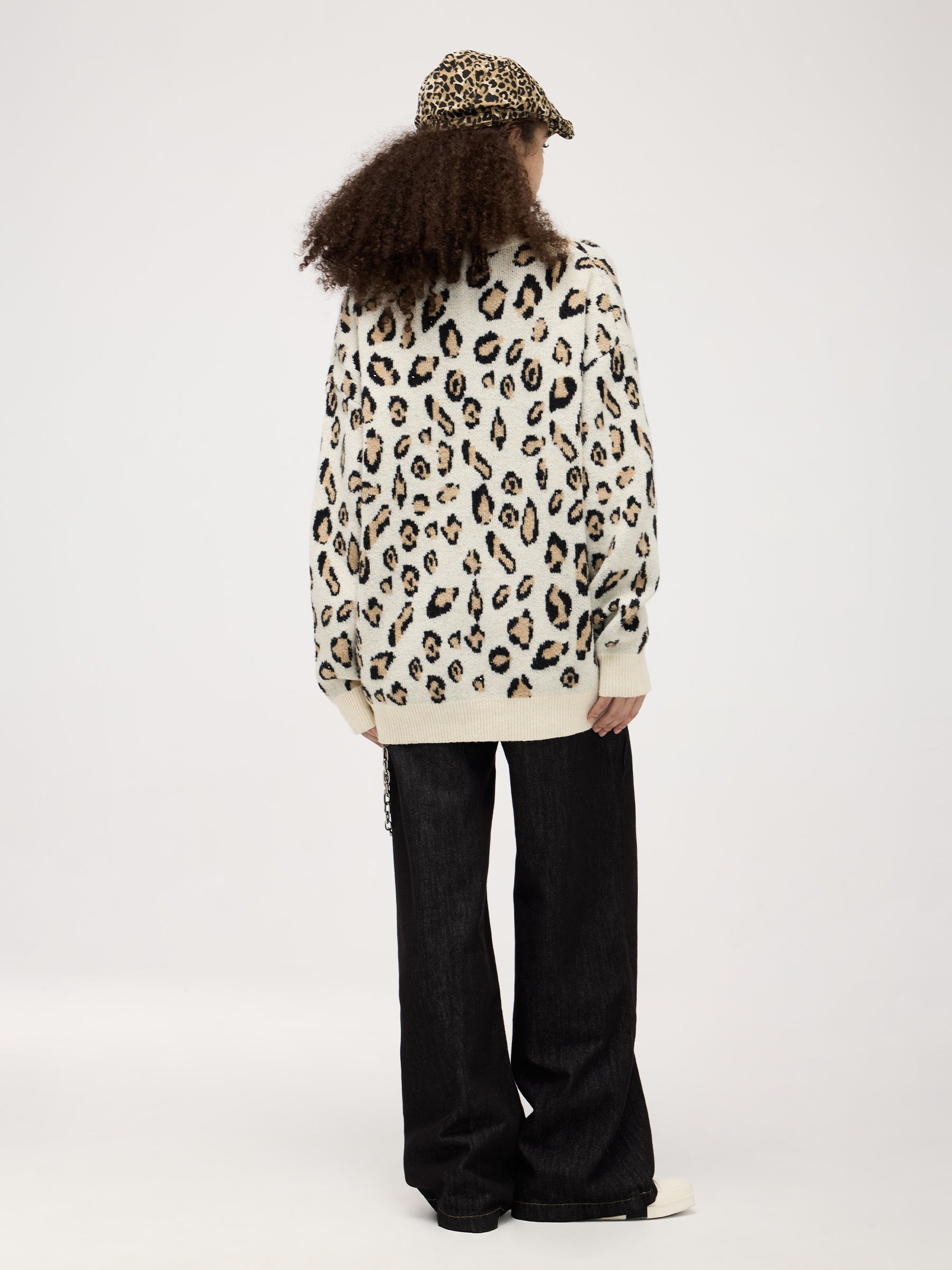 Aelfric Eden Apricot Leopard Print Sweater-IYAMIUIO