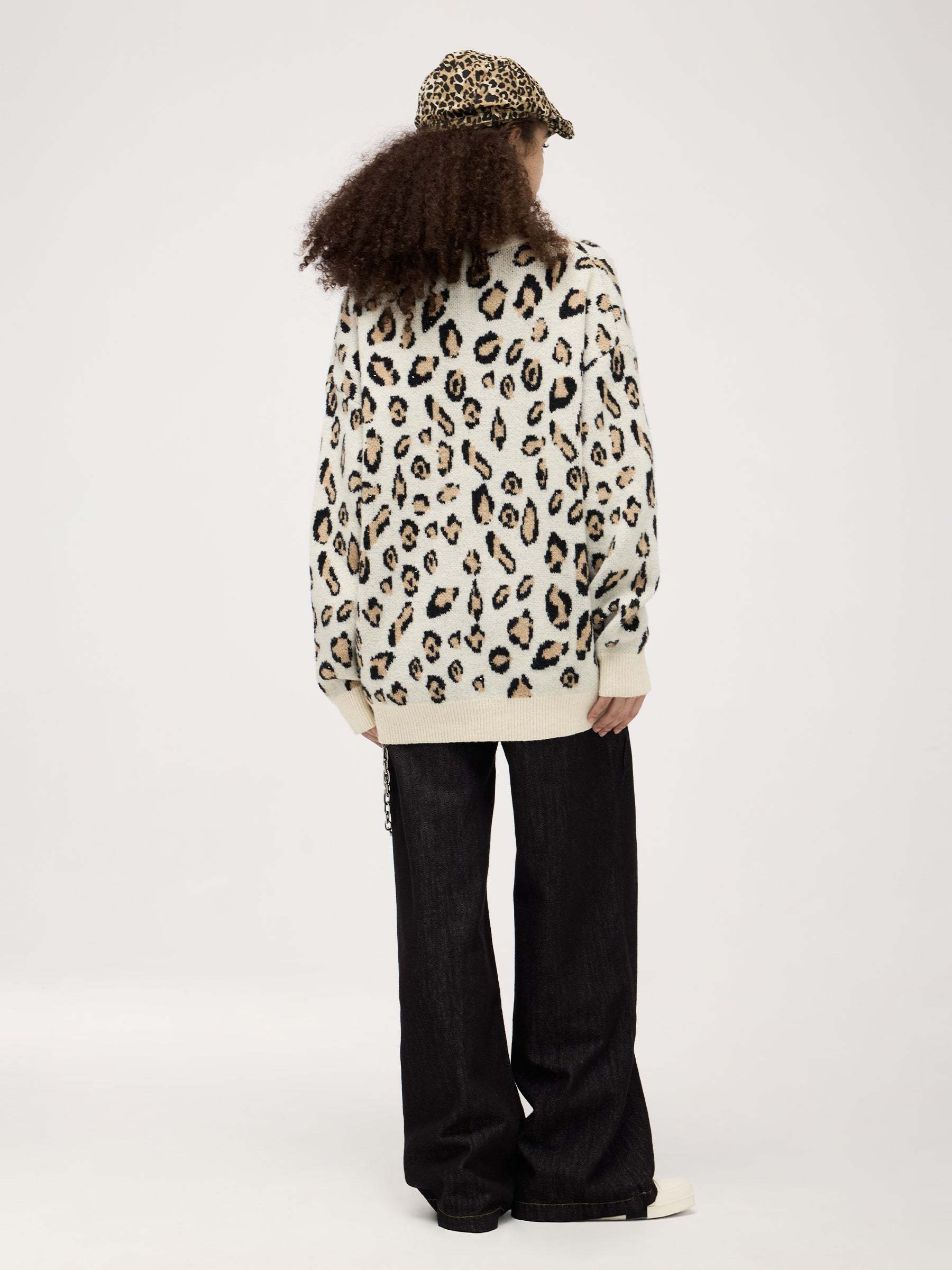 Aelfric Eden Apricot Leopard Print Sweater-IYAMIUIO