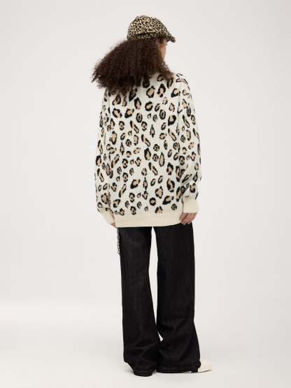 Aelfric Eden Apricot Leopard Print Sweater-IYAMIUIO