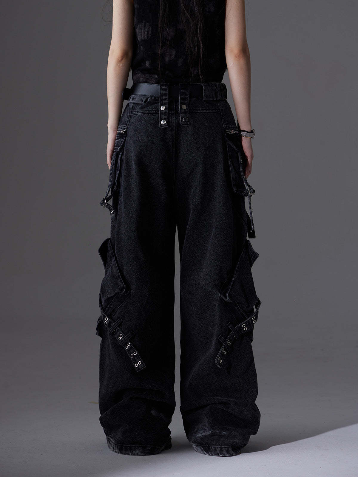 【24s June.】Patchwork Multi-pocket Cargo Jeans-IYAMIUIO