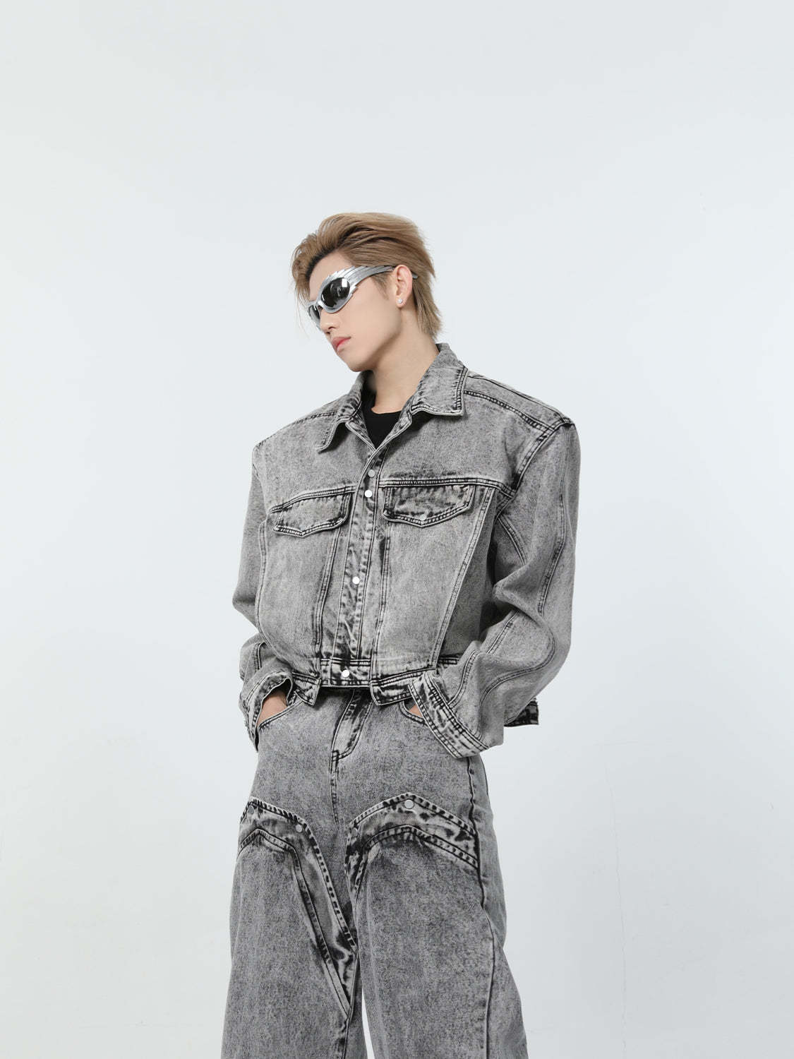 【24s March.】Retro Distressed Simple Denim Suit-IYAMIUIO
