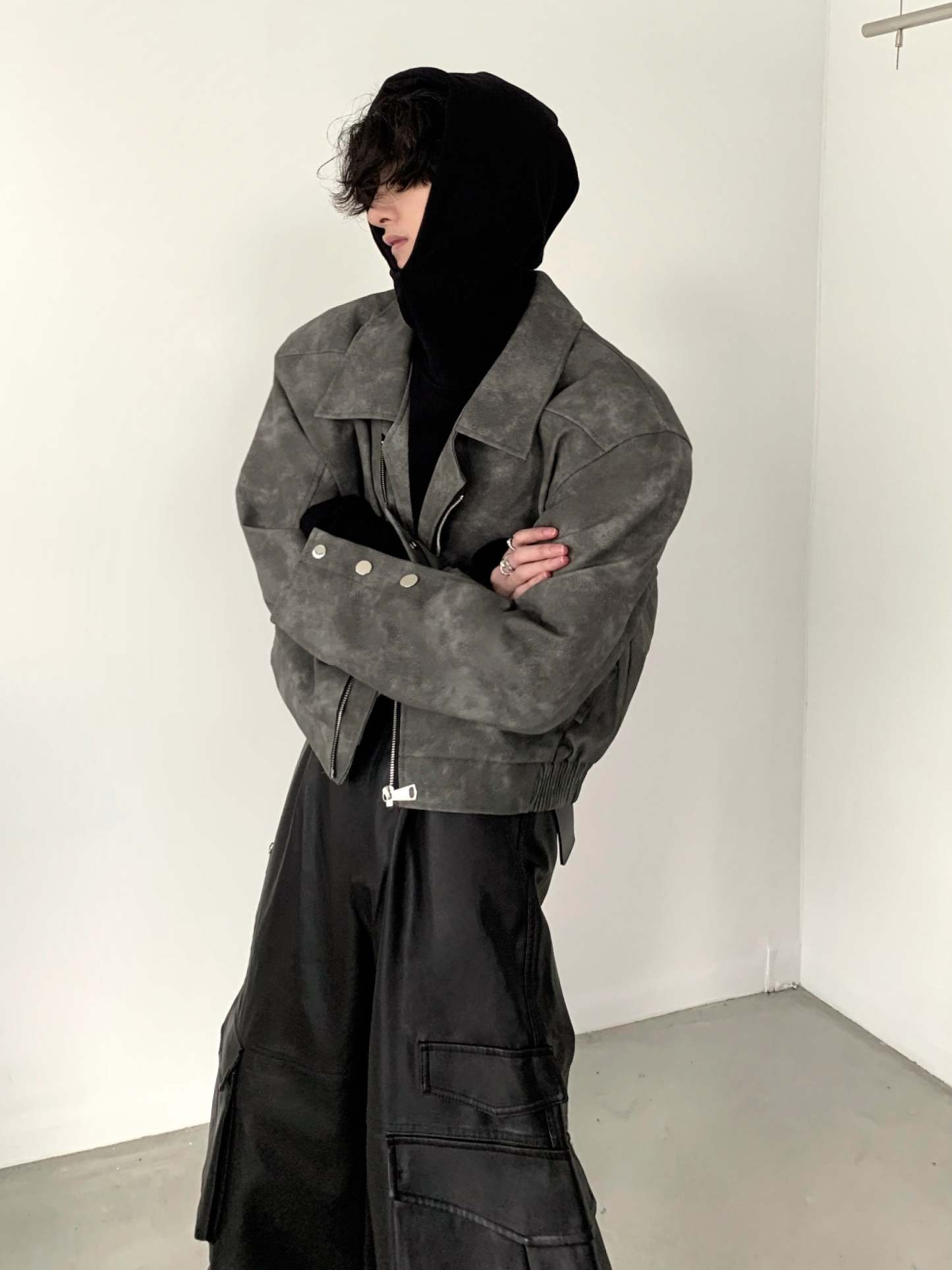 【23s November.】Tie-dye American Vintage Leather Jacket-IYAMIUIO