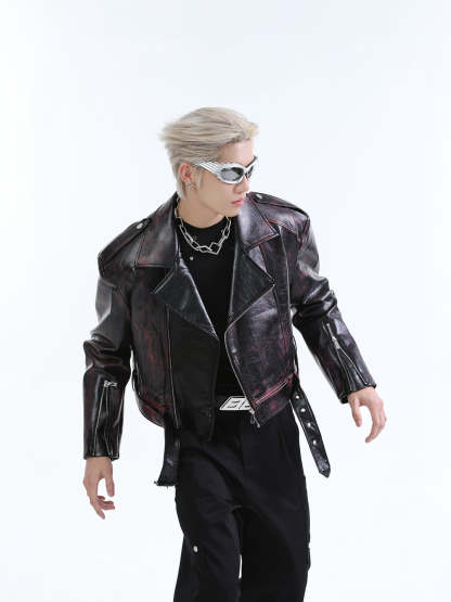 【24s Oct.】Heavy Street Motorcycle Leather Jacket-IYAMIUIO
