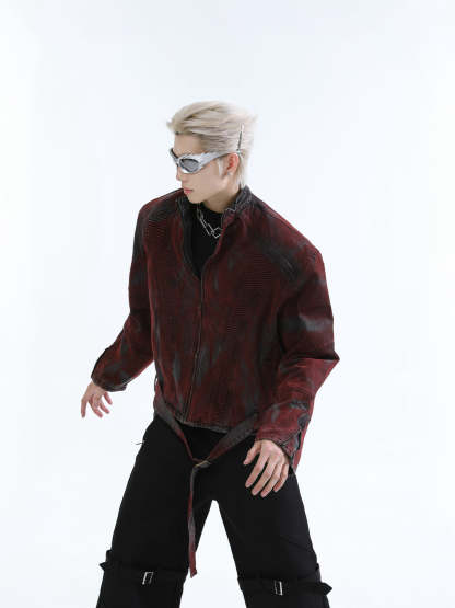 【24s Oct.】Wasteland Style Distressed Silhouette Denim Jacket-IYAMIUIO