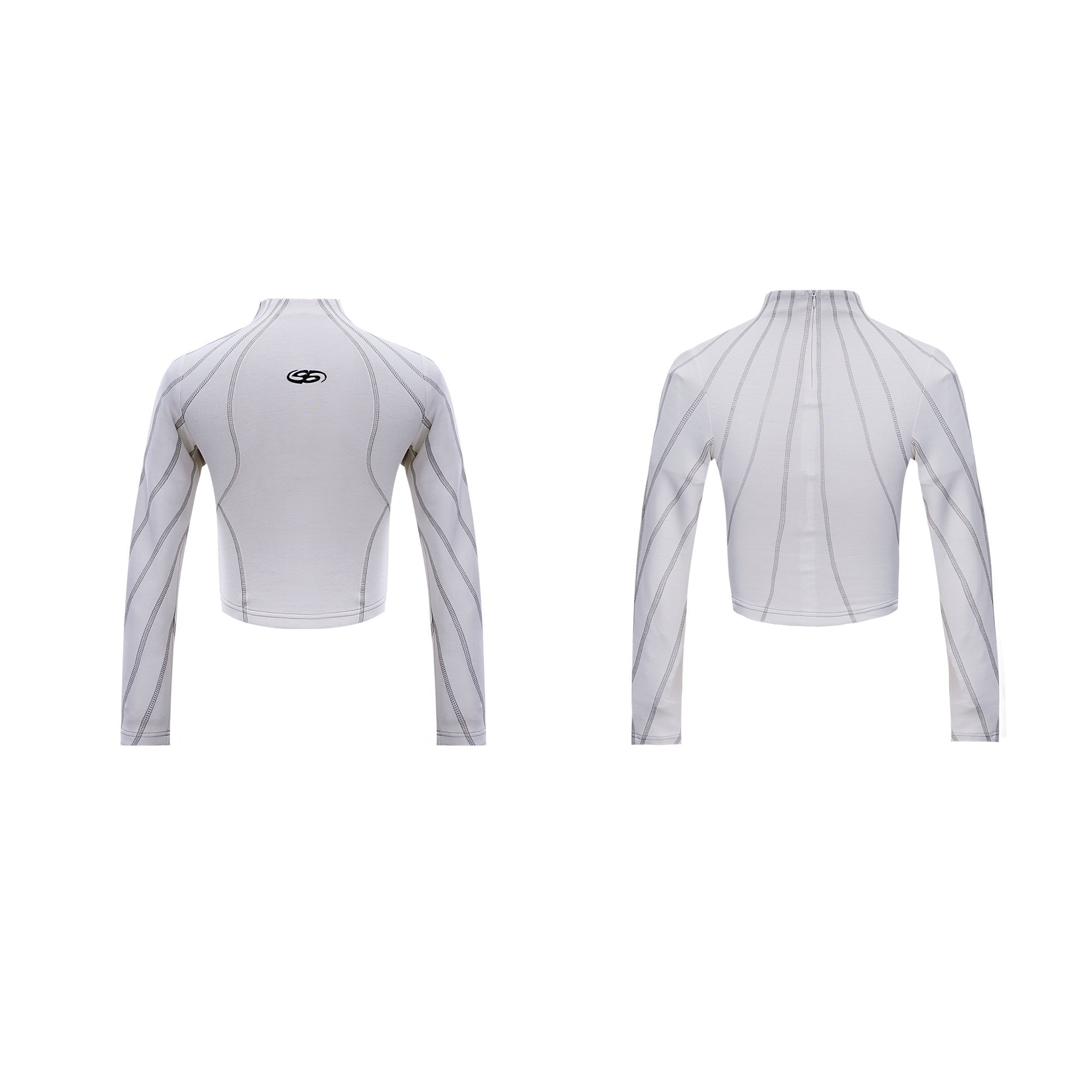 【24s Oct.】Topstitched Metallic Trim Slim-fit Turtleneck Top-IYAMIUIO