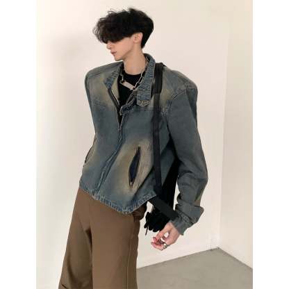【24s March.】Retro Shoulder Padded Denim Premium Jacket-IYAMIUIO