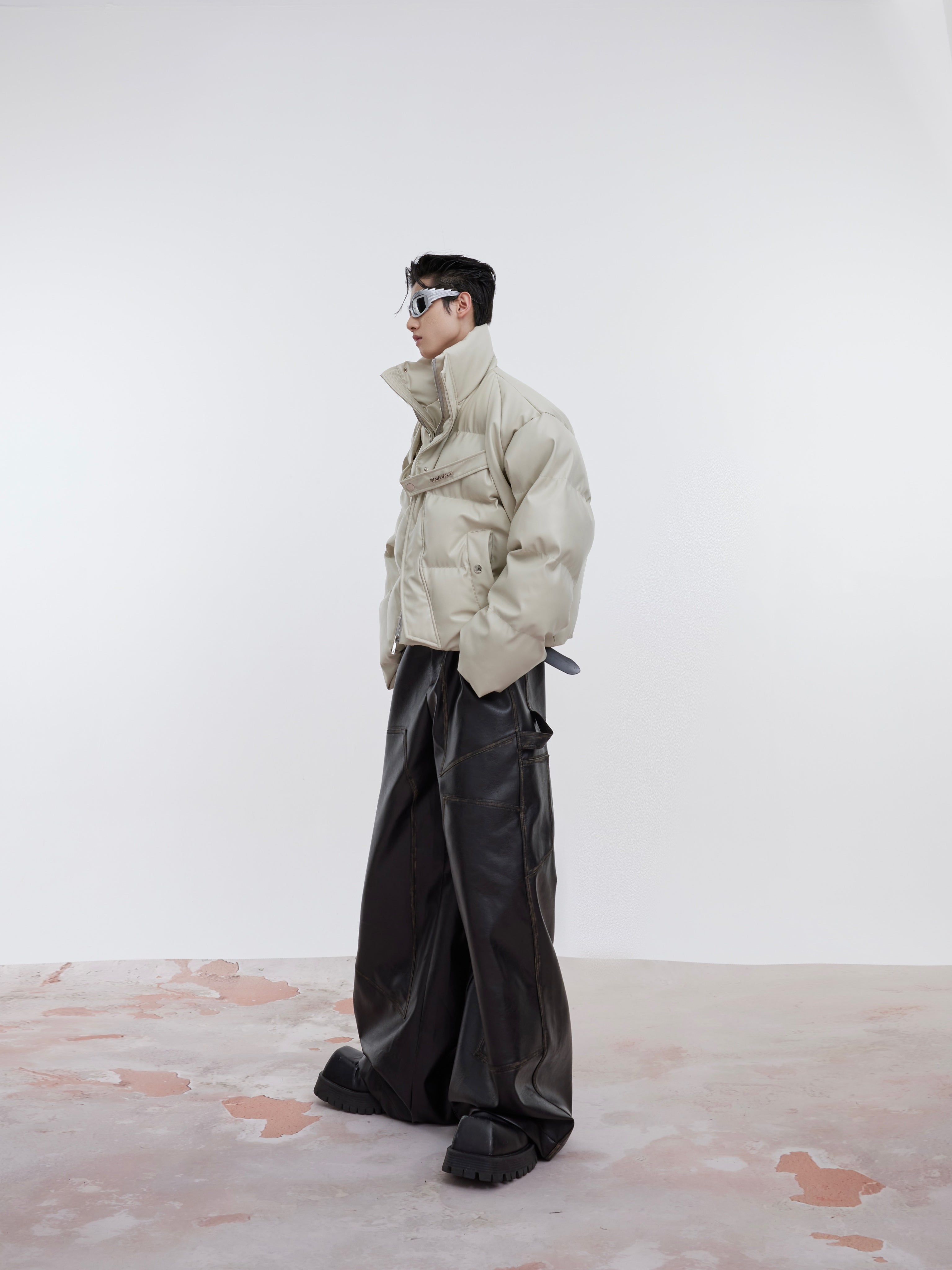 【23s October.】Niche Deconstructed PU Leather Thickened Cotton Jacket-IYAMIUIO
