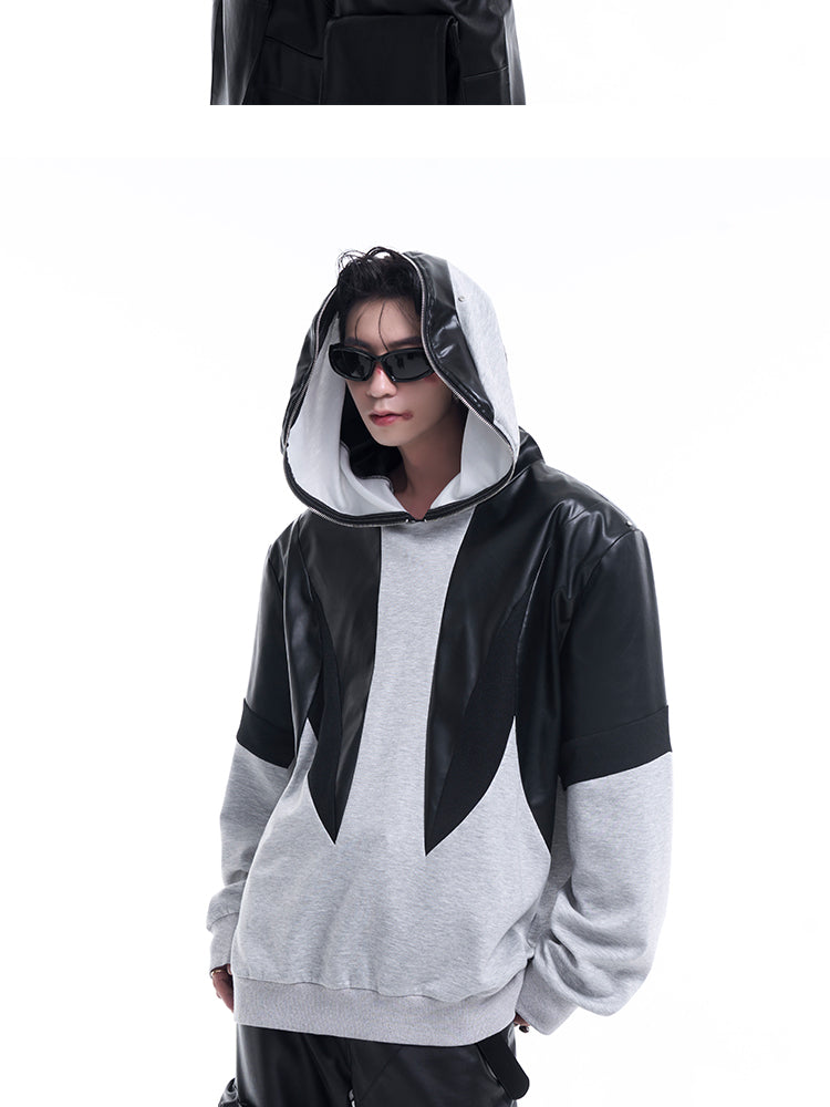 【24s Sep.】PU Leather Hoodie Jacket-IYAMIUIO