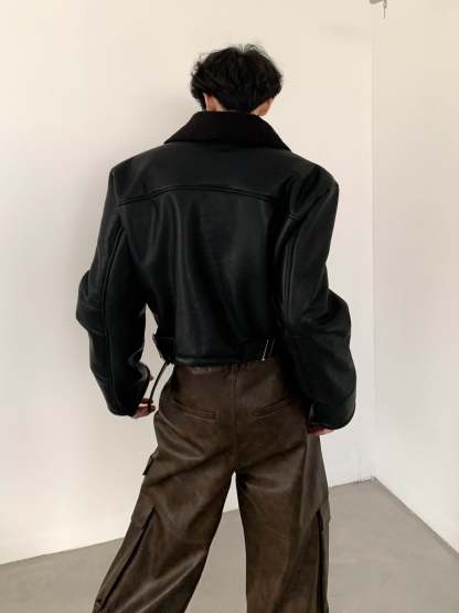 【23s November.】Short Silhouette Black Fur All-in-one Jacket-IYAMIUIO