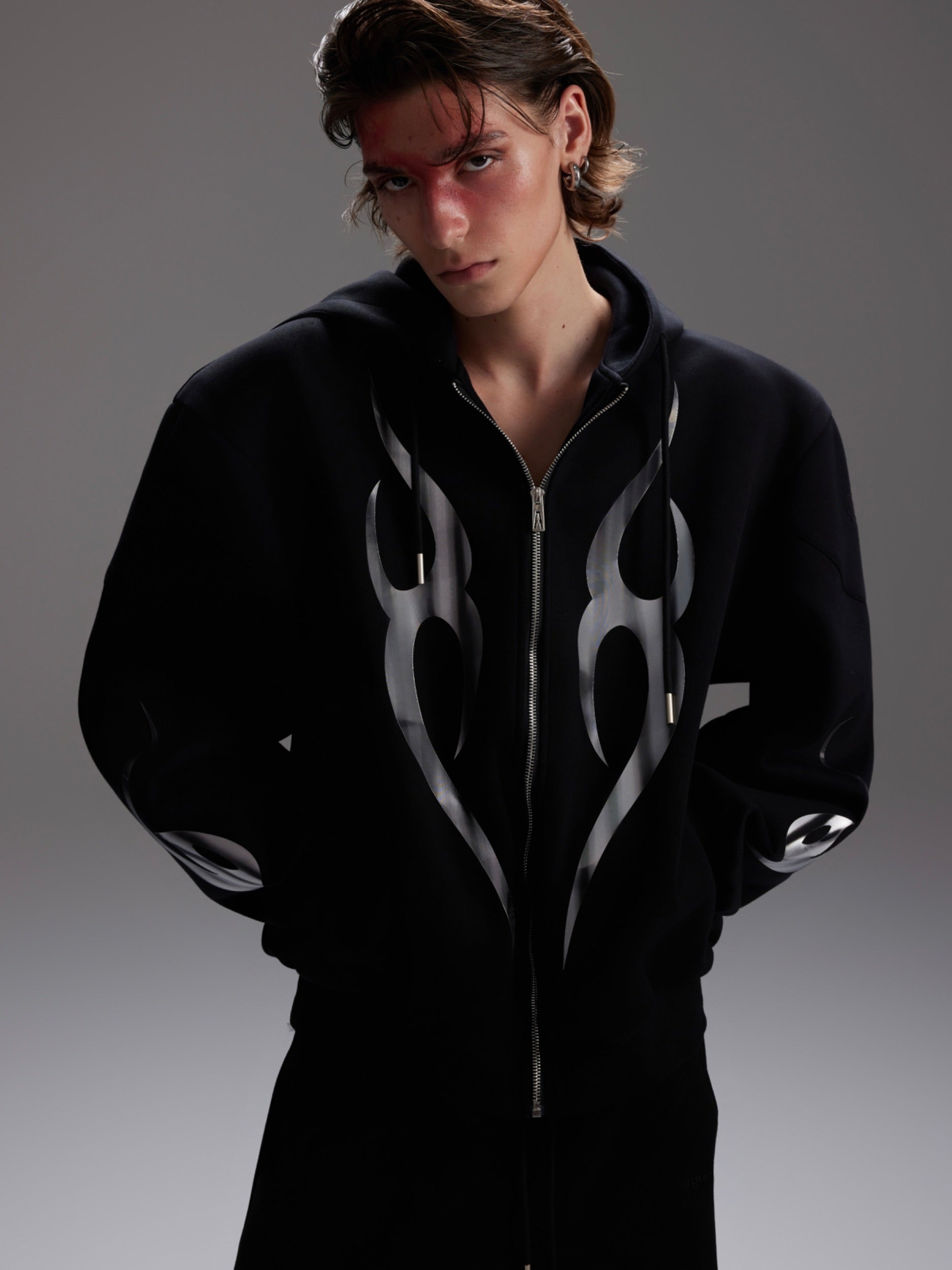 【24s Oct.】Pioneer Metal Flame Print Hoodie-IYAMIUIO