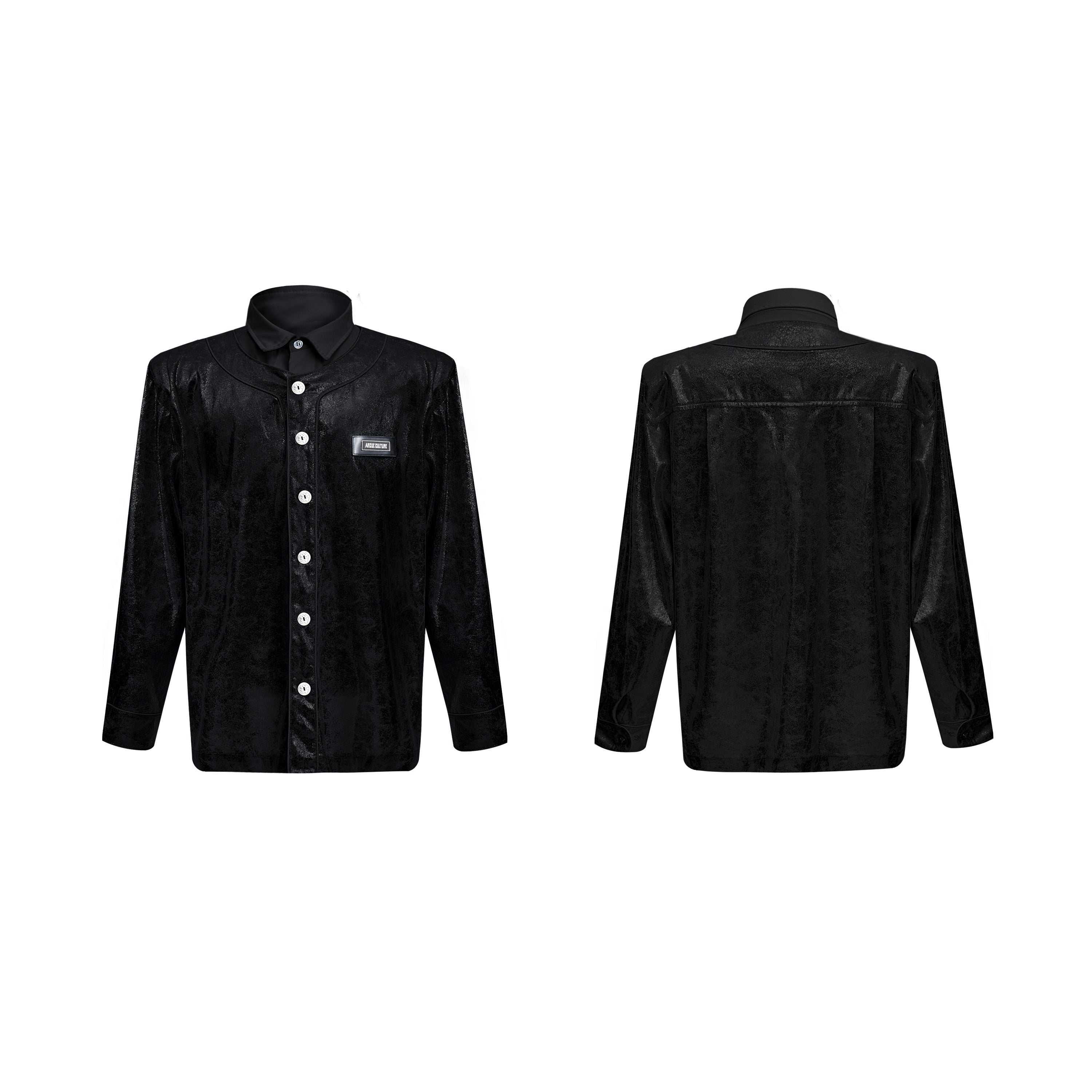 【24s Oct.】Liquid Texture Shiny Shoulder Pad Elegant Shirt-IYAMIUIO