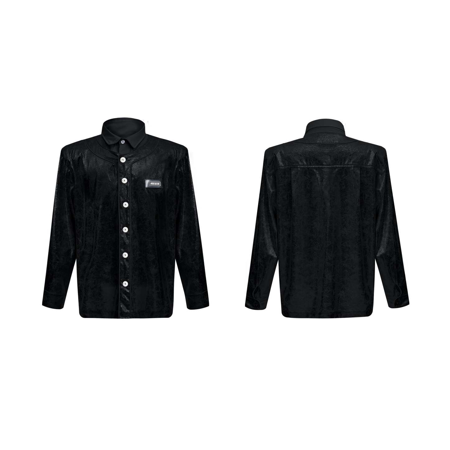 【24s Oct.】Liquid Texture Shiny Shoulder Pad Elegant Shirt-IYAMIUIO