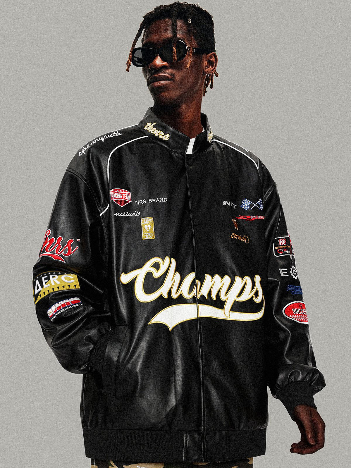 Aelfric Eden Letter-Embroidered Racing Jacket-IYAMIUIO