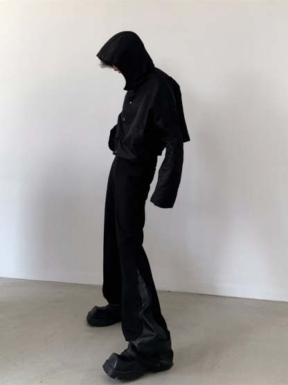 【23s August.】Nylon Button Hoodie-IYAMIUIO