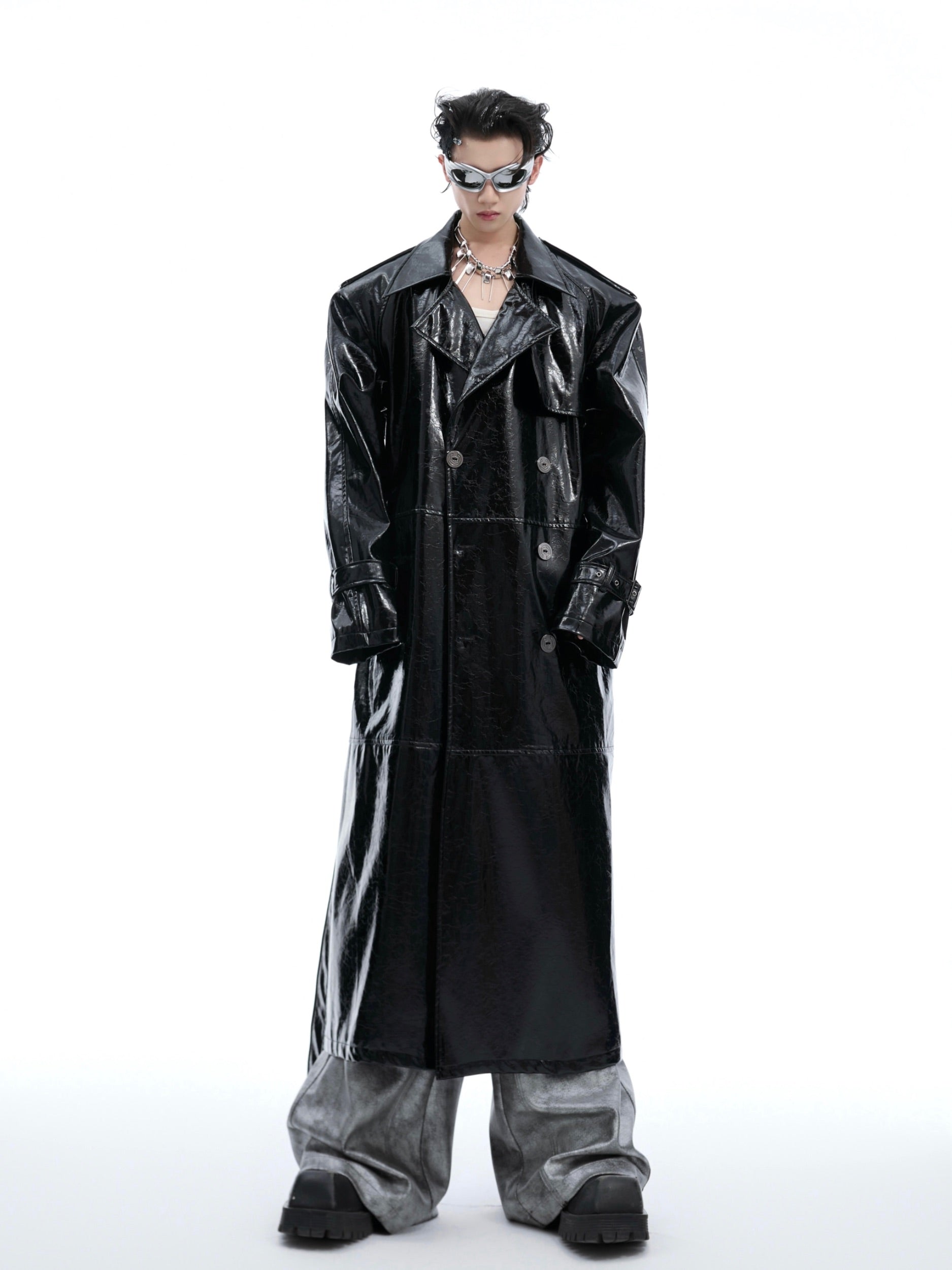 【24s Oct.】Shiny Belted Trench Coat-IYAMIUIO