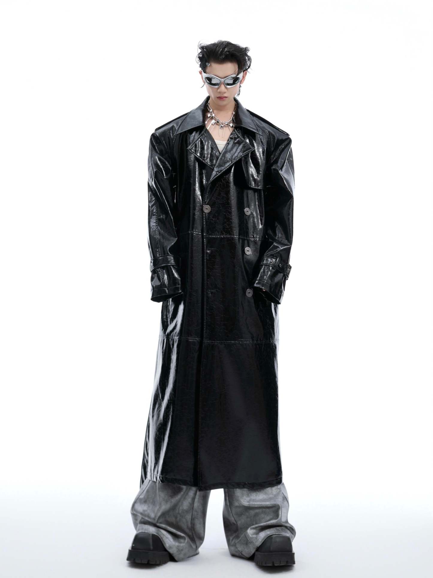 【24s Oct.】Shiny Belted Trench Coat-IYAMIUIO