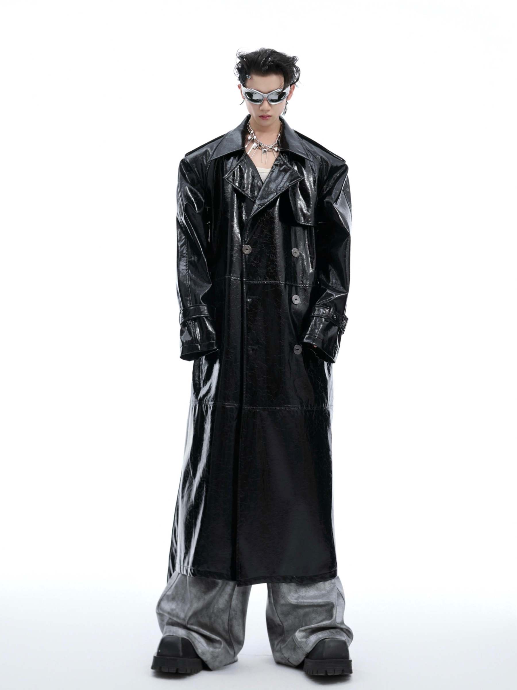 【24s Oct.】Shiny Belted Trench Coat-IYAMIUIO