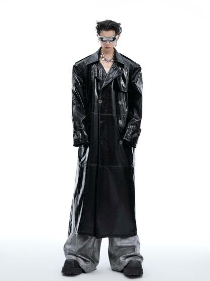 【24s Oct.】Shiny Belted Trench Coat-IYAMIUIO