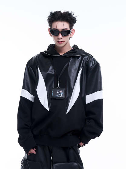 【24s Sep.】PU Leather Hoodie Jacket-IYAMIUIO