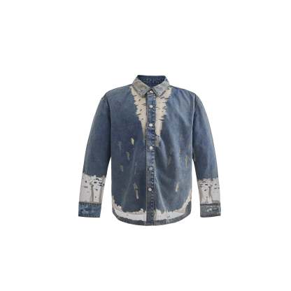 【24s April.】Mesh Hollow Design Denim Shirt-IYAMIUIO