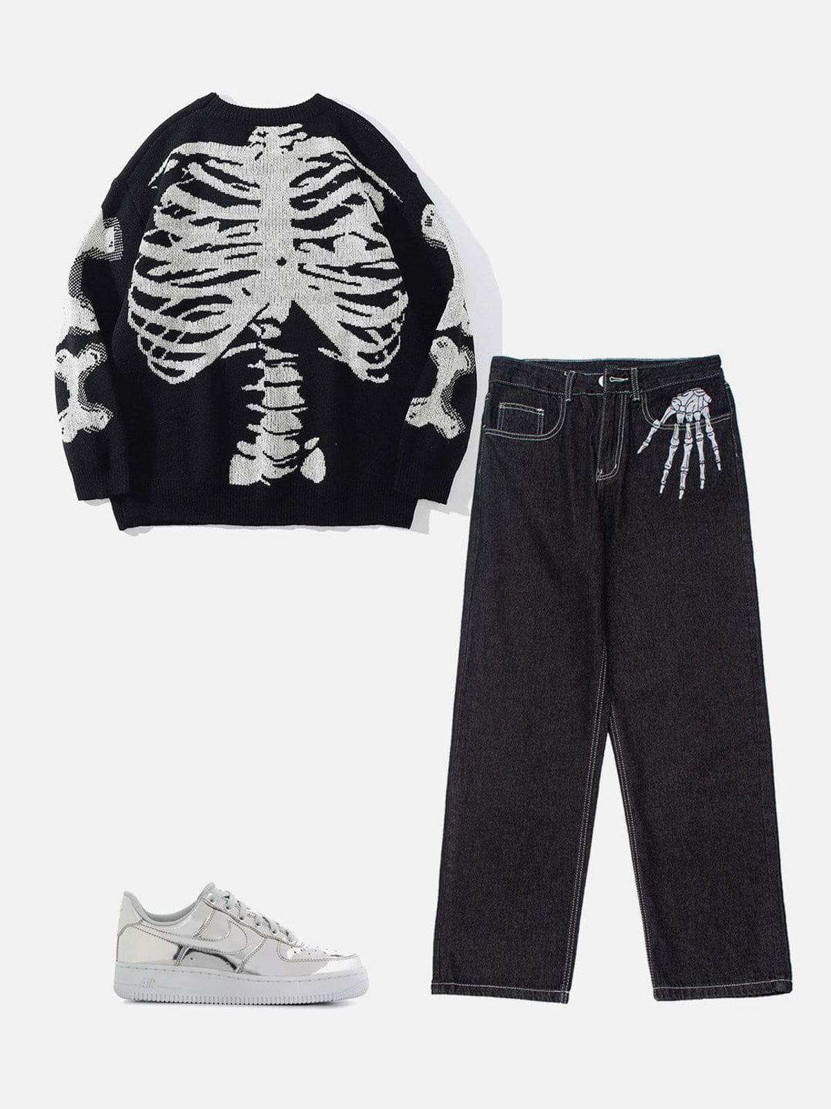 Aelfric Eden Skeleton Pattern Knit Sweater-IYAMIUIO