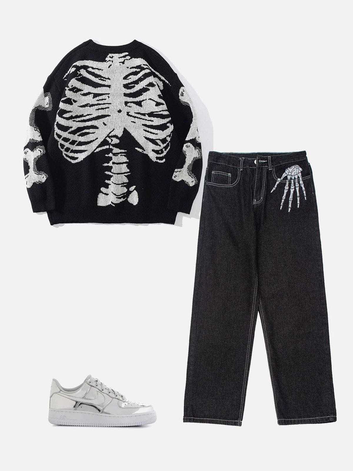 Aelfric Eden Skeleton Pattern Knit Sweater-IYAMIUIO
