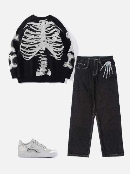 Aelfric Eden Skeleton Pattern Knit Sweater-IYAMIUIO