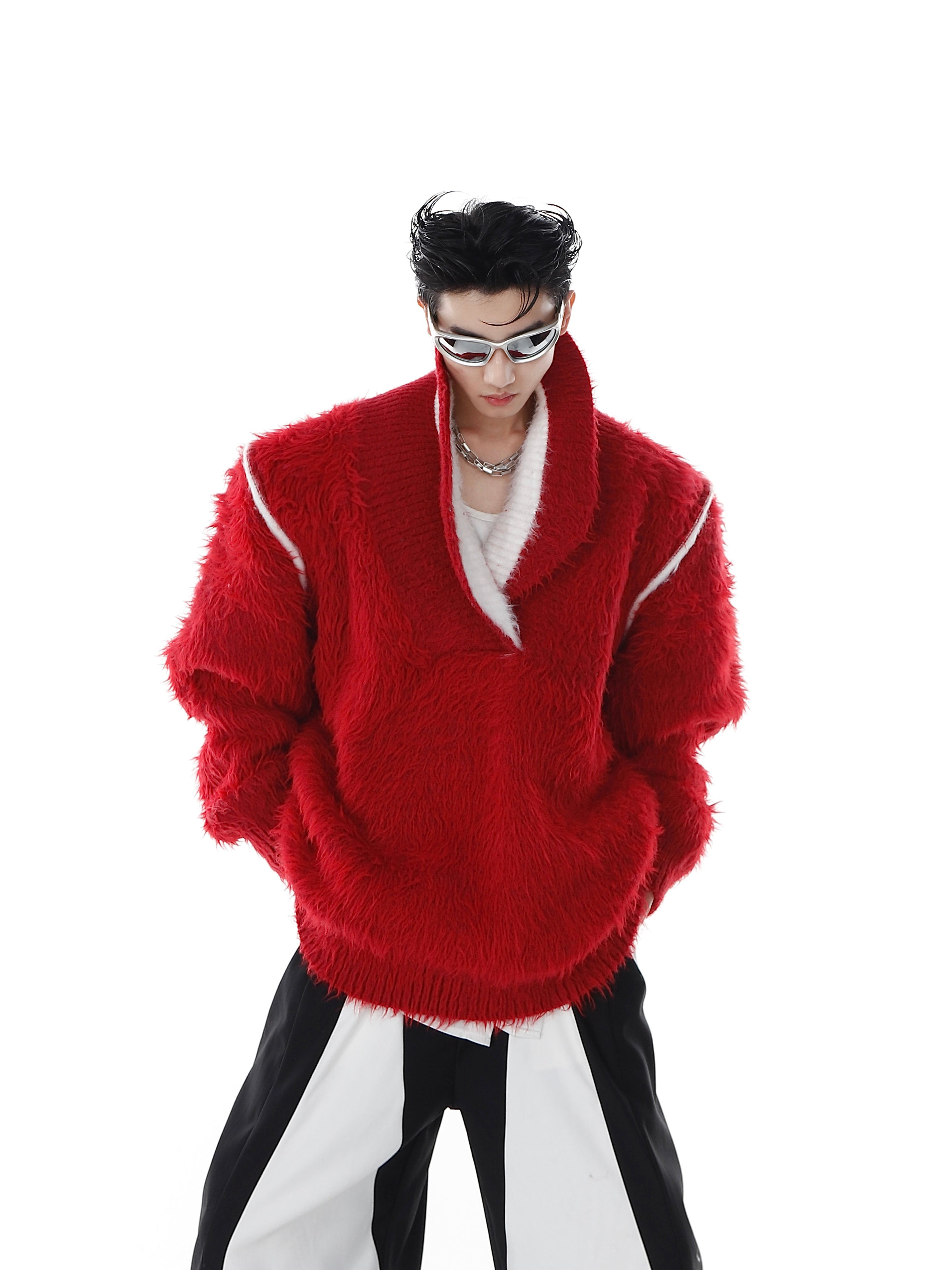 【NEW ARRIVALS】Mink Faux Weighted Knit Sweater-IYAMIUIO