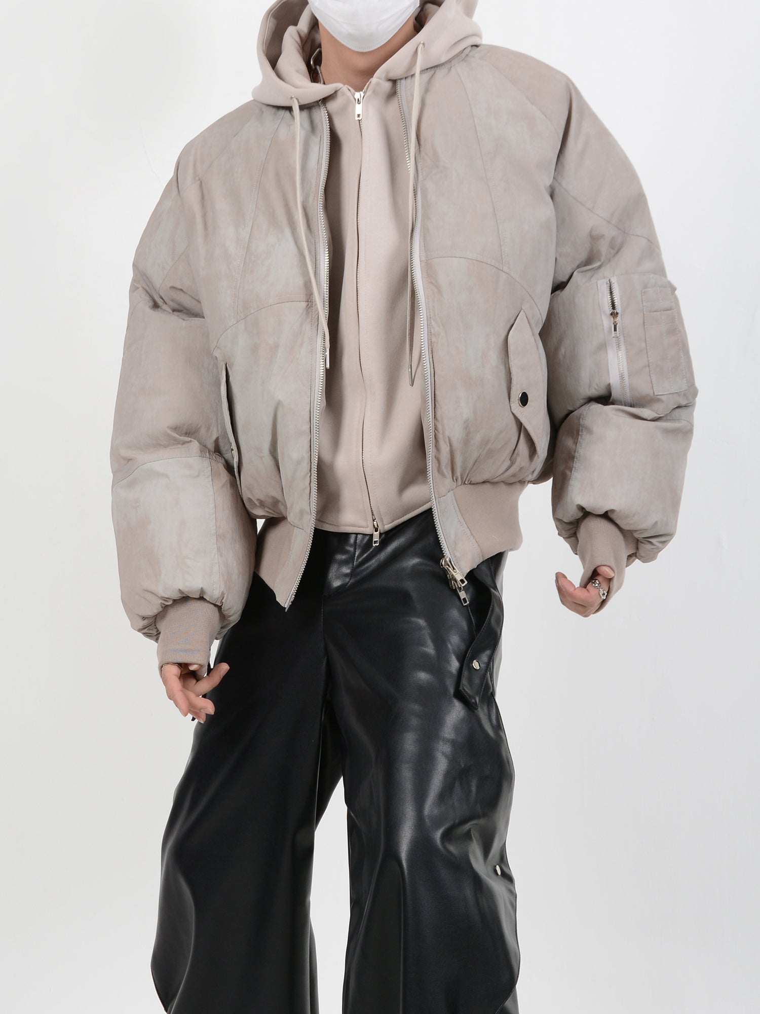 【24s January.】Deconstructed Distressed Fake Two-Piece Design Hooded Cotton Jacket-IYAMIUIO