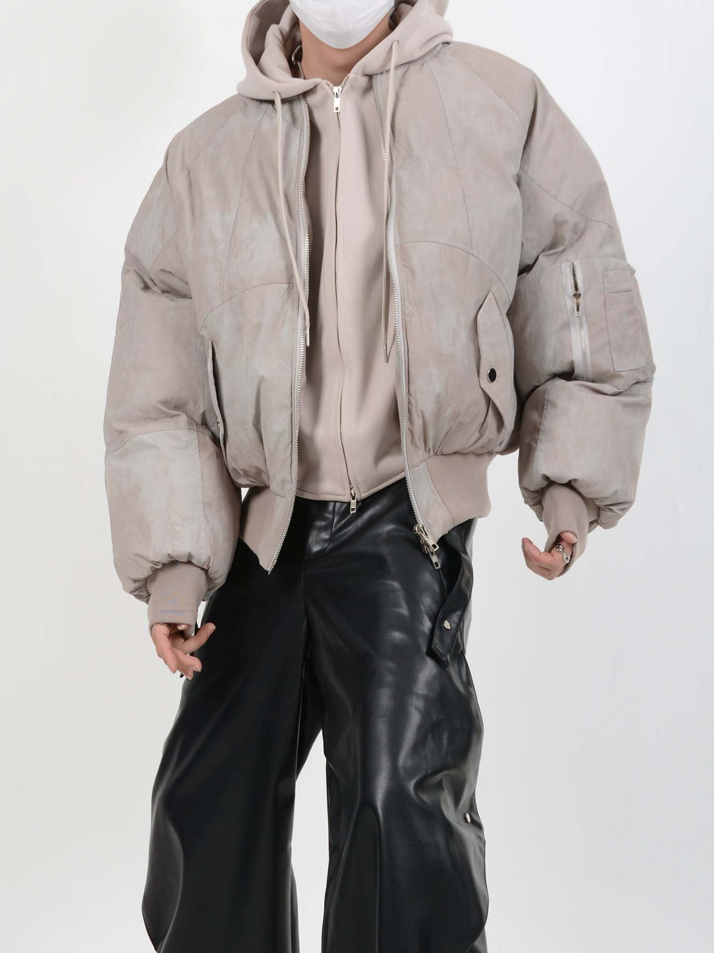 【24s January.】Deconstructed Distressed Fake Two-Piece Design Hooded Cotton Jacket-IYAMIUIO