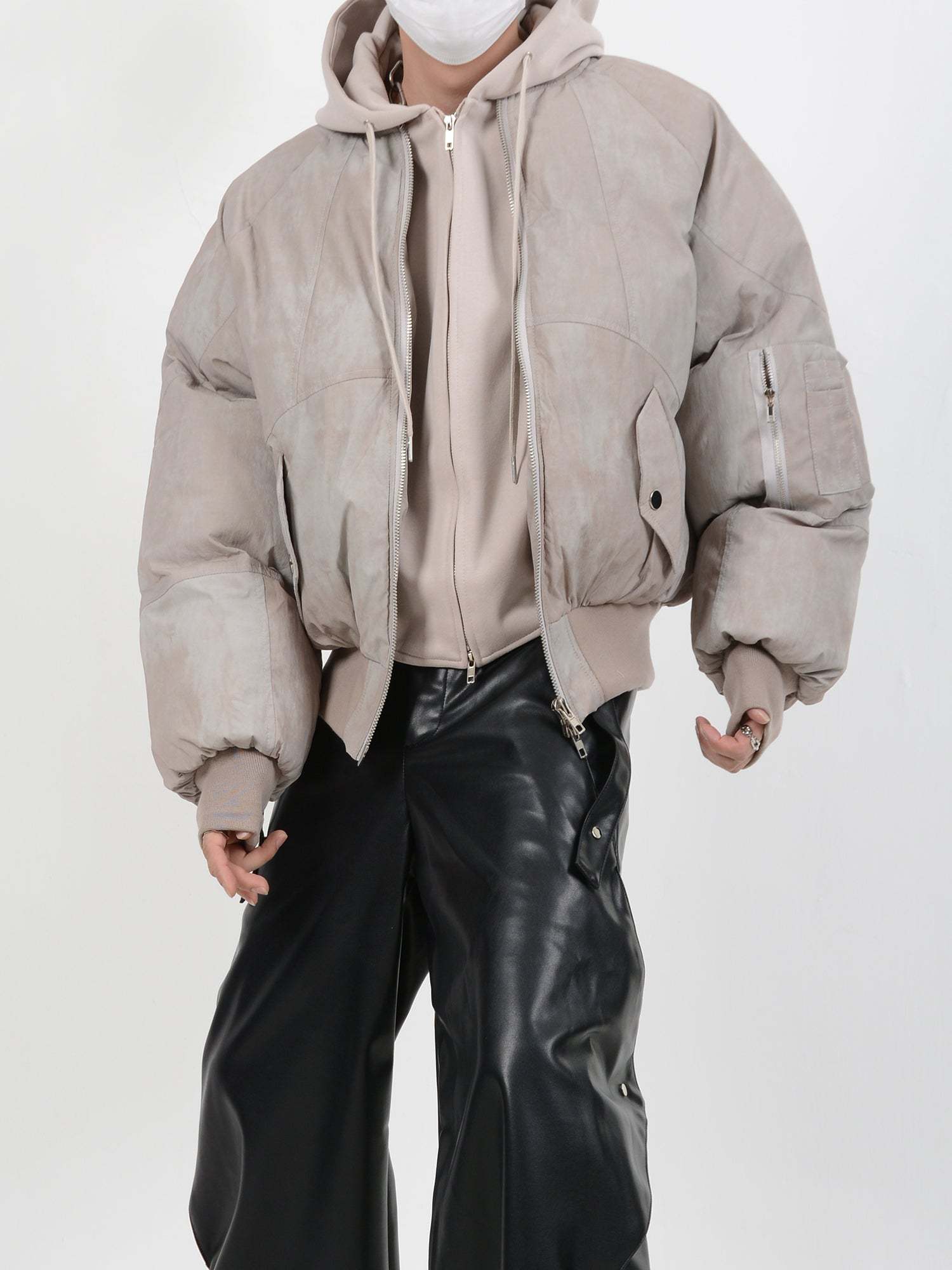 【24s January.】Deconstructed Distressed Fake Two-Piece Design Hooded Cotton Jacket-IYAMIUIO