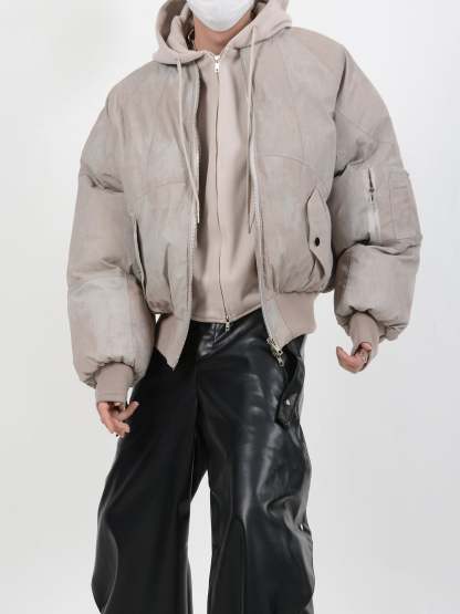 【24s January.】Deconstructed Distressed Fake Two-Piece Design Hooded Cotton Jacket-IYAMIUIO