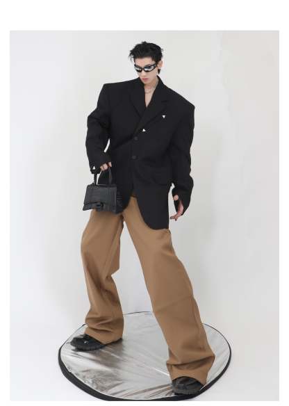 2022 High Shoulder Black Jacket-IYAMIUIO