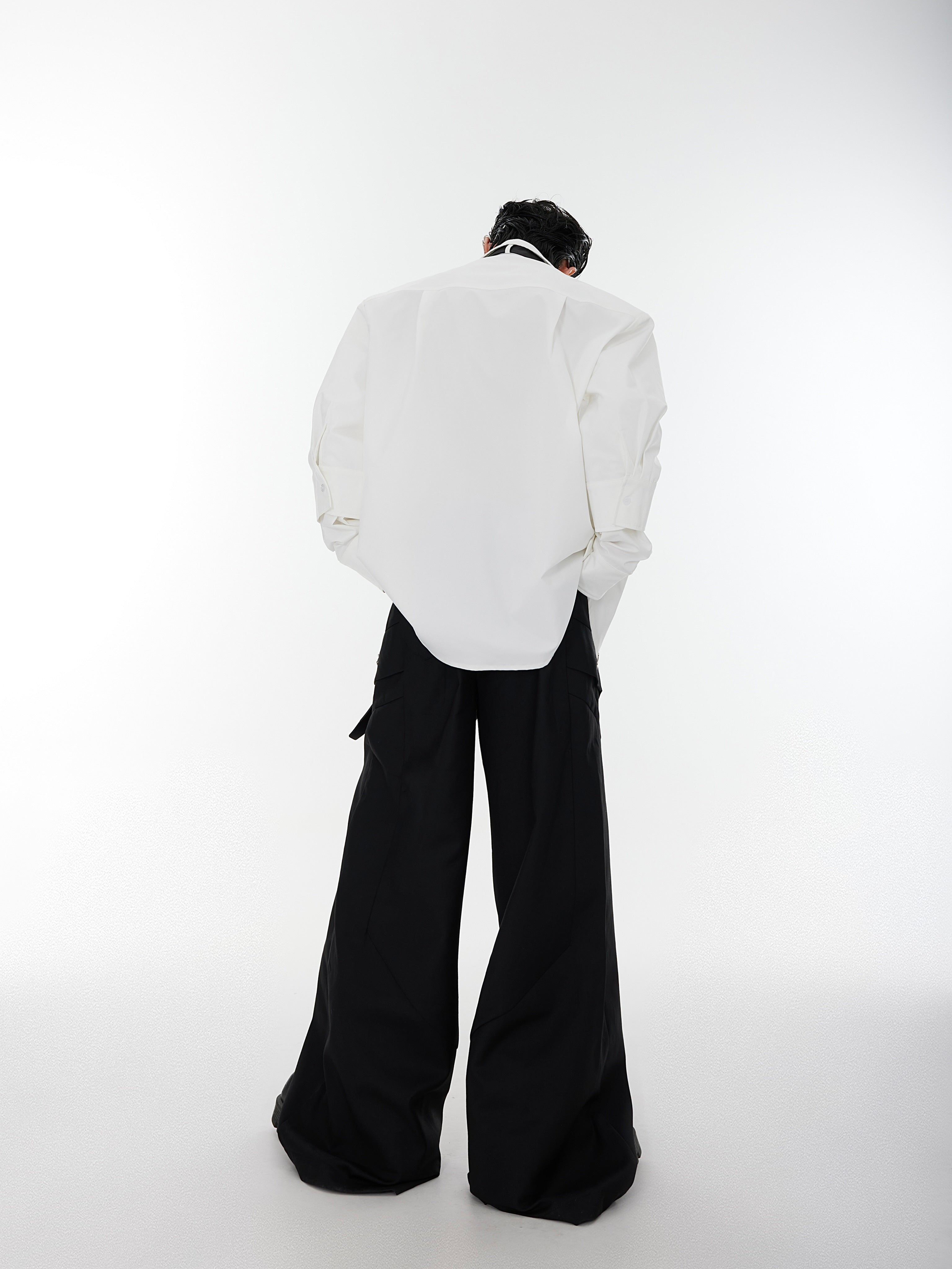 【23s August.】Double Cuff Shoulder Pads Shirt-IYAMIUIO