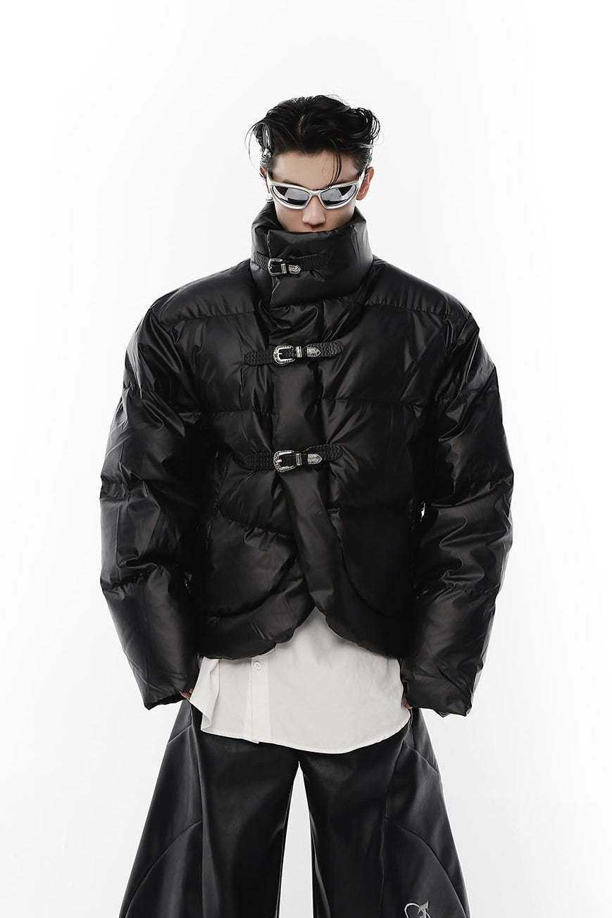 Irregular Leather Jacket-IYAMIUIO