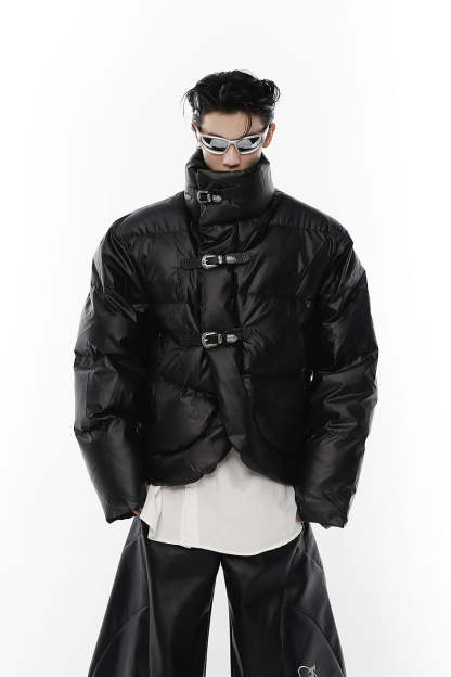 Irregular Leather Jacket-IYAMIUIO