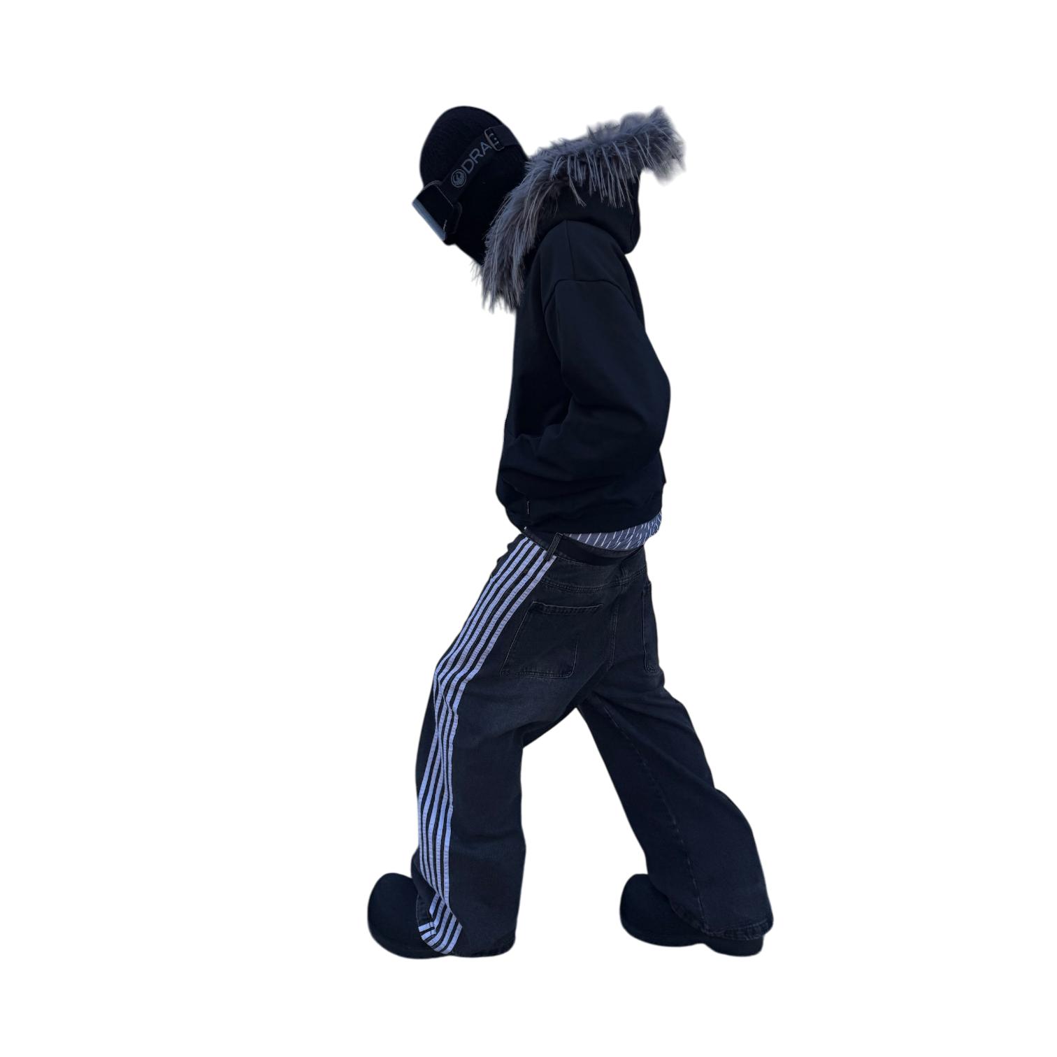 FUR ZIP HOODIE (BLACK)-IYAMIUIO