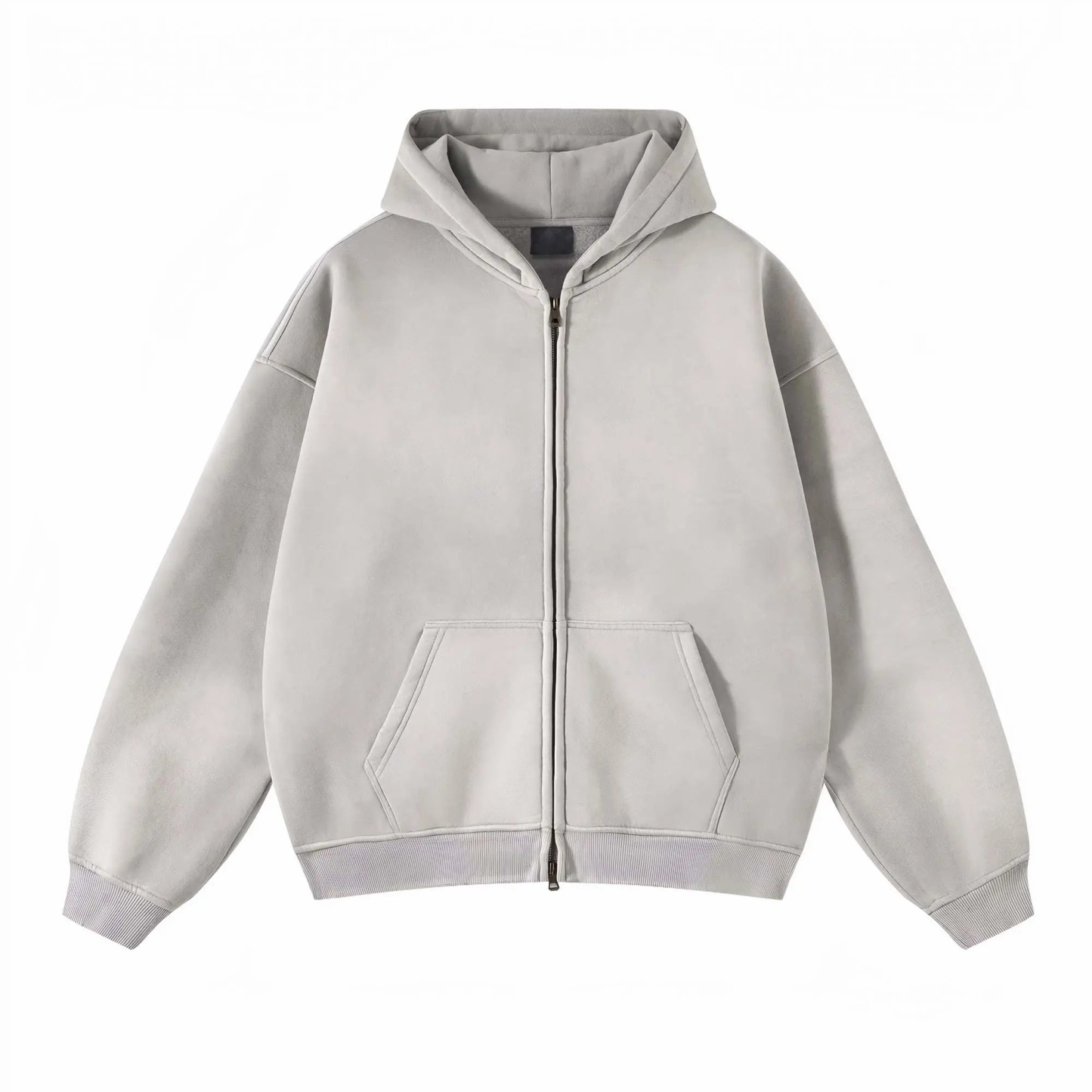 Loose Fit Washed Zip Up Hoodie-IYAMIUIO