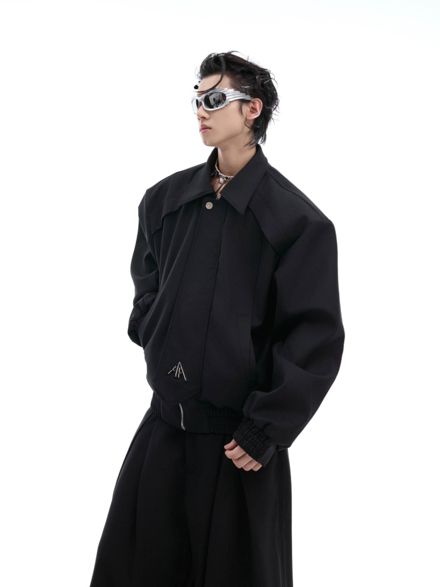 【24s Oct.】Pleated Tightening Shoulder Pads Design Sense Biker Jacket-IYAMIUIO