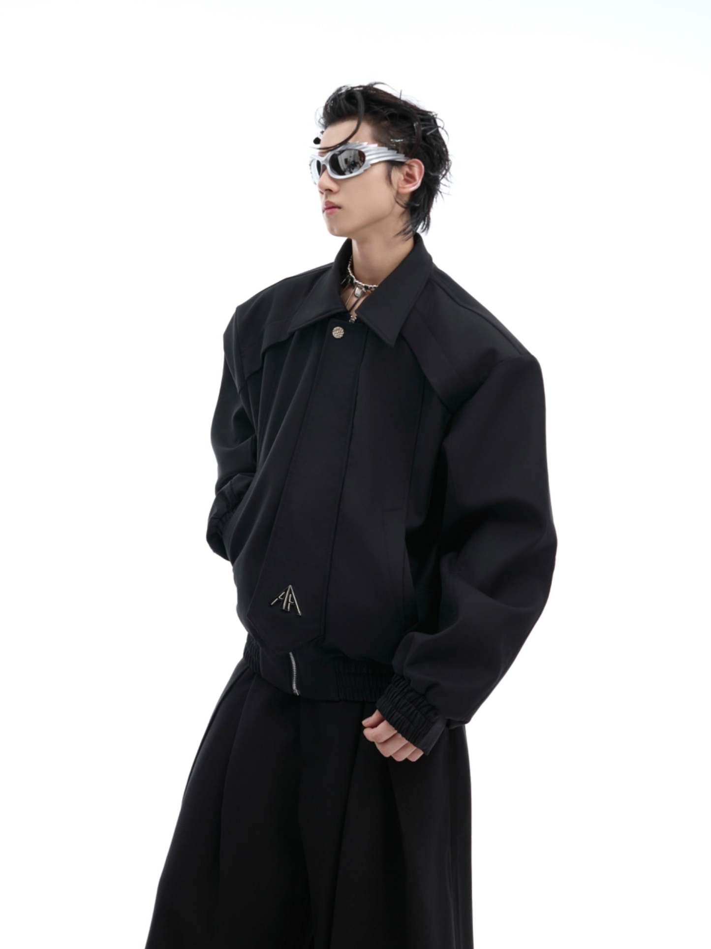 【24s Oct.】Pleated Tightening Shoulder Pads Design Sense Biker Jacket-IYAMIUIO