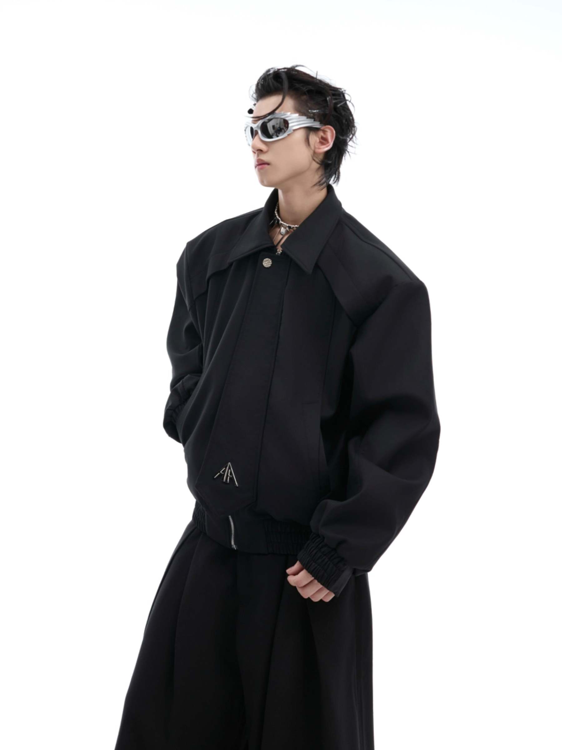 【24s Oct.】Pleated Tightening Shoulder Pads Design Sense Biker Jacket-IYAMIUIO
