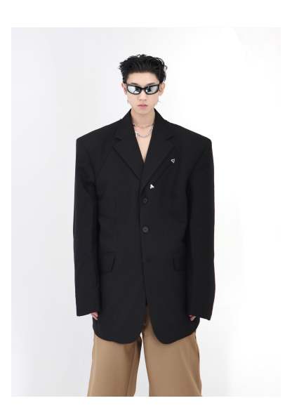 2022 High Shoulder Black Jacket-IYAMIUIO