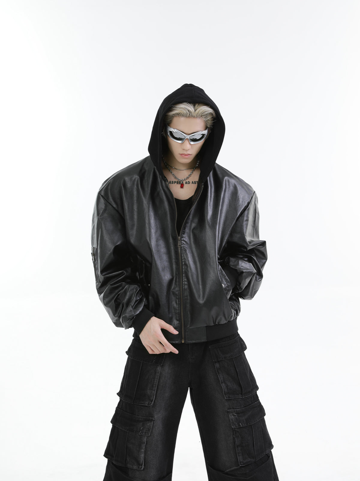 【24s Oct.】Versatile Heavy-Duty Patchwork Hooded Leather Jacket-IYAMIUIO