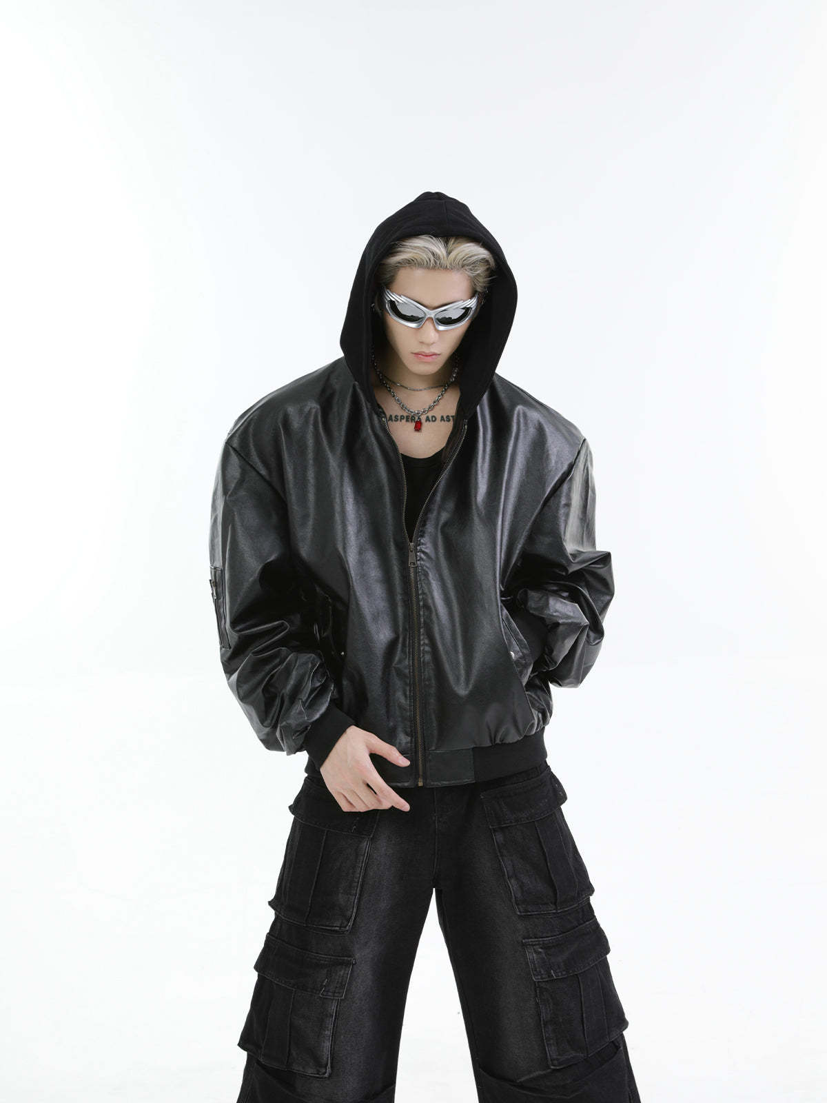 【24s Oct.】Versatile Heavy-Duty Patchwork Hooded Leather Jacket-IYAMIUIO