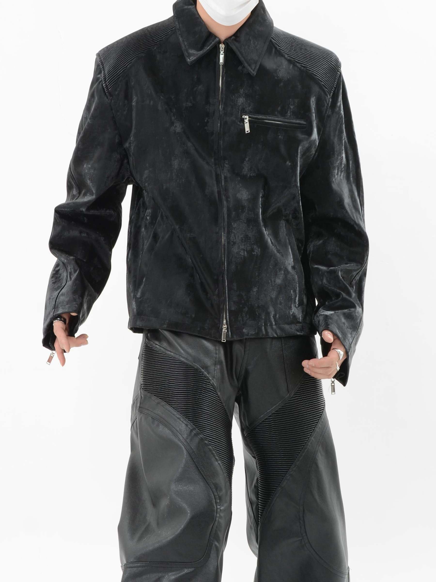 【24s Sep.】PU Leather Patchwork Jacket-IYAMIUIO