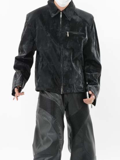 【24s Sep.】PU Leather Patchwork Jacket-IYAMIUIO