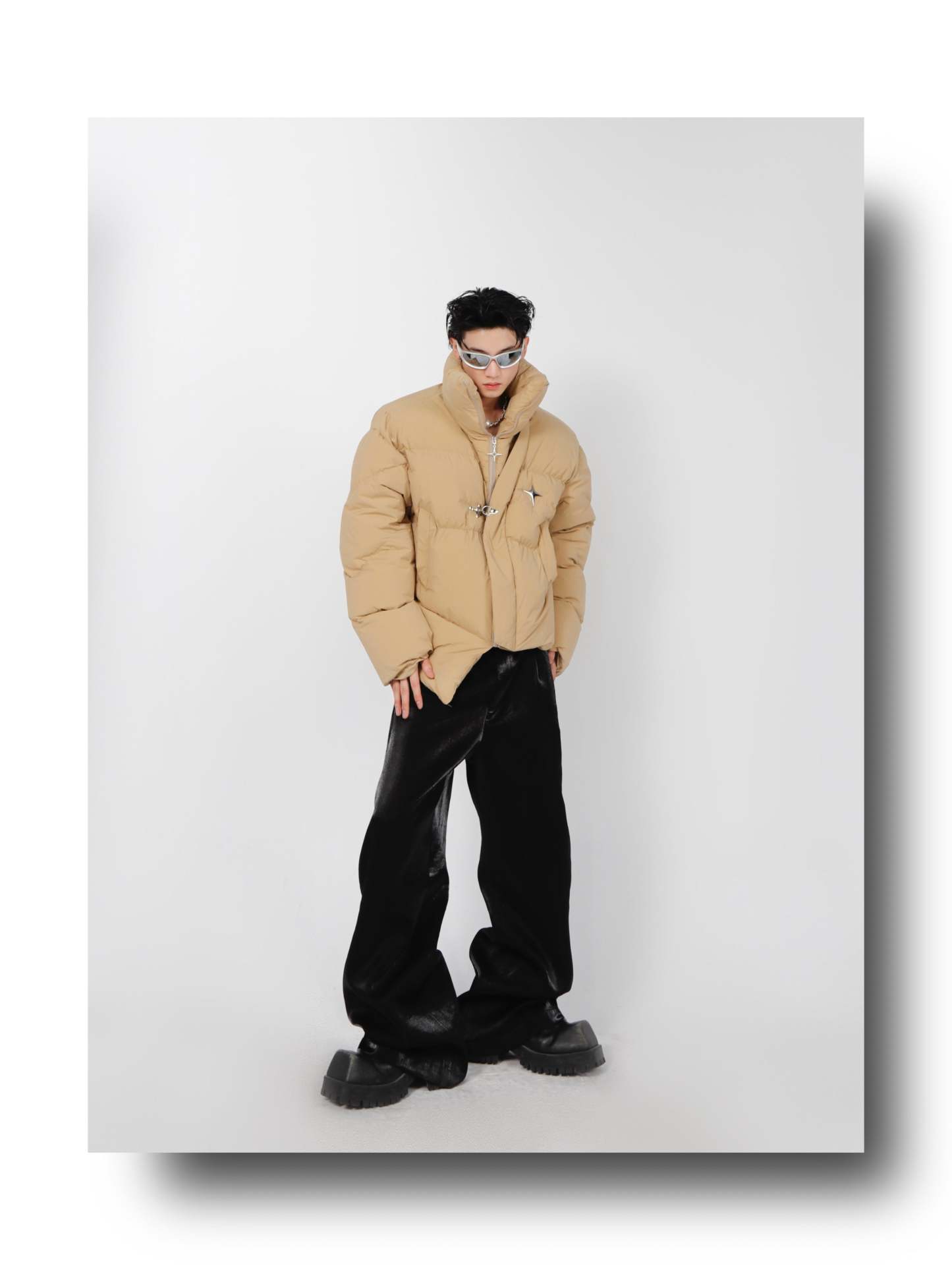 High Neck Asymmetrical Design Winter Coat-IYAMIUIO