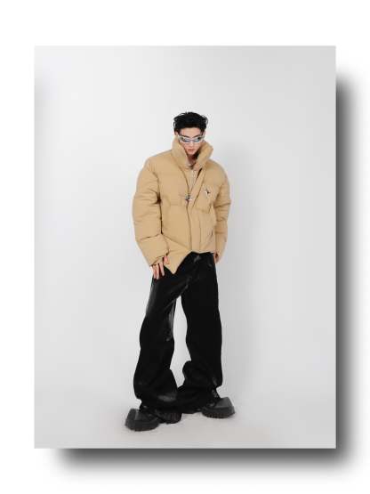 High Neck Asymmetrical Design Winter Coat-IYAMIUIO