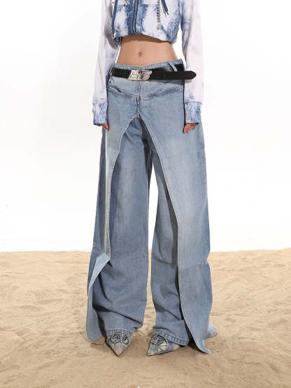 【24s January.】Fake Two-piece High-end Hot Girl Jeans Skirt-IYAMIUIO