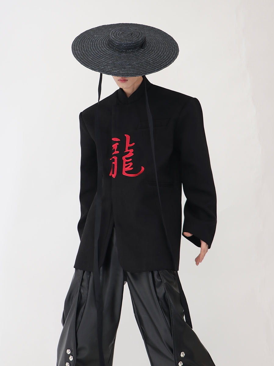 【24s Oct.】Chinese Dragon Embroidery Shoulder Pad Jacket-IYAMIUIO